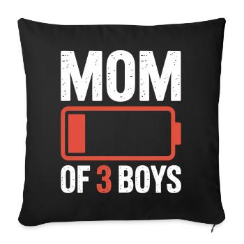 Mutter von 3 Jungen, Batterie leer - Sofakissenbezug 45 x 45 cm - Schwarz - Vorne