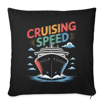 Impression d’un navire de croisière de croisière rapide - Housse de coussin décorative 45 x 45 cm - noir - Devant