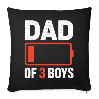 Icône de la batterie du père de trois garçons - Housse de coussin décorative 45 x 45 cm - noir - Devant