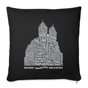 Quedlinburg Street Names (Typo-3D-Edition) - Sofa pillowcase 17,3'' x 17,3'' (45 x 45 cm) - black - Front
