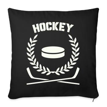 Hockey Emblem mit Scheibe und Lorbeer - Sofakissenbezug 45 x 45 cm - Schwarz - Vorne