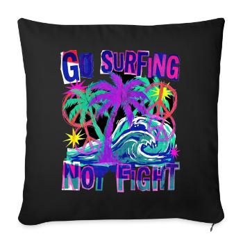 Surfer pour la paix contre la guerre Liberté - Housse de coussin décorative 45 x 45 cm - noir - Devant