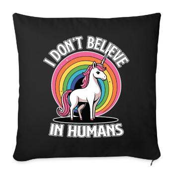 Unicorn Rainbow Je ne crois pas aux humains - Housse de coussin décorative 45 x 45 cm - noir - Devant