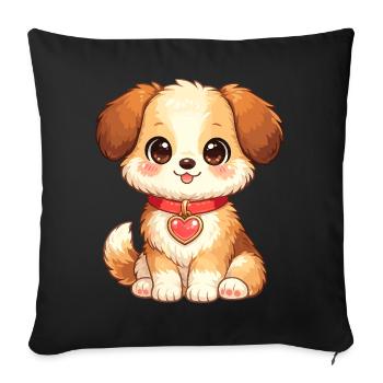 Chien câlin avec pendentif en forme de cœur - Housse de coussin décorative 45 x 45 cm - noir - Devant