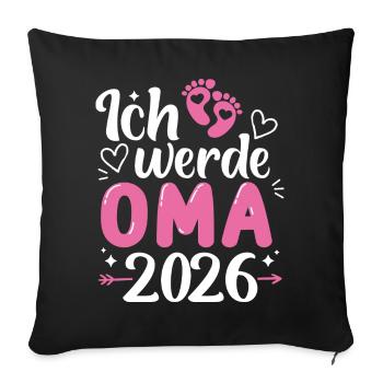 Ich werde Oma 2026  - Sofakissenbezug 45 x 45 cm - Schwarz - Vorne