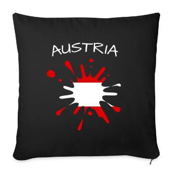 Österreich Flagge Farbspritzer Austria Kleks - Sofakissenbezug 45 x 45 cm - Schwarz - Vorne