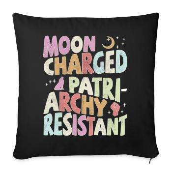 Moon charged, patriarchy resistant - pastell - Sofakissenbezug 45 x 45 cm - Schwarz - Vorne