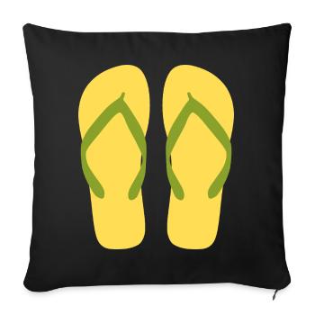 Sunny Yellow Flipflops - Sofa pillowcase 17,3'' x 17,3'' (45 x 45 cm) - black - Front