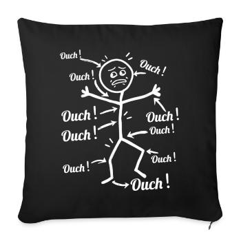 Humour Sport & Santé - Stickman Ouch Mal Partout - Housse de coussin décorative 45 x 45 cm - noir - Devant
