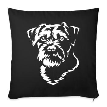 Border Terrier Kopf "Black Edition" - Sofakissenbezug 45 x 45 cm - Schwarz - Vorne
