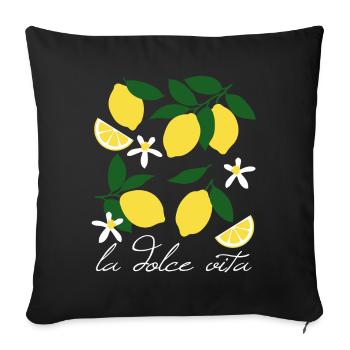 La Dolce Vita Zitronen - Sofakissenbezug 45 x 45 cm - Schwarz - Vorne