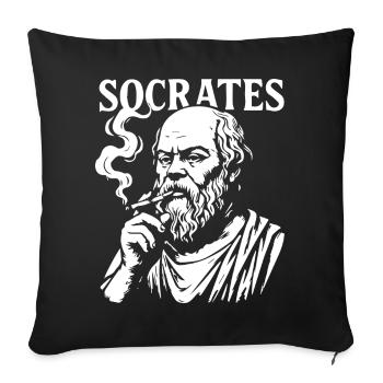 Conception du portrait de Socrate fumant une cigarette - Housse de coussin décorative 45 x 45 cm - noir - Devant