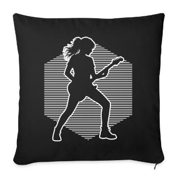 Idée cadeau pour le guitariste avec guitare - Housse de coussin décorative 45 x 45 cm - noir - Devant