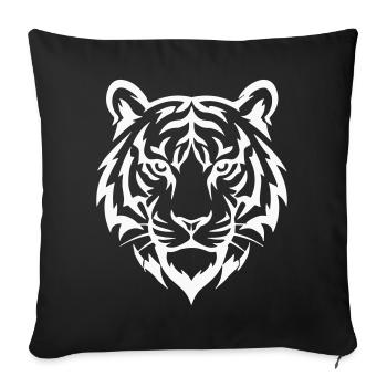 Stylized White Tiger Head - Sofa pillowcase 17,3'' x 17,3'' (45 x 45 cm) - black - Front