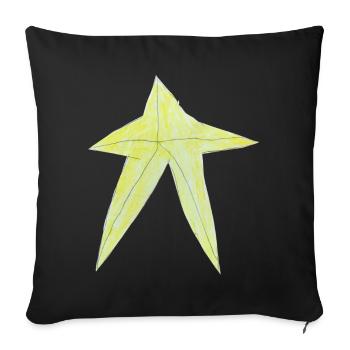Dessin de l’étoile jaune - Housse de coussin décorative 45 x 45 cm - noir - Devant