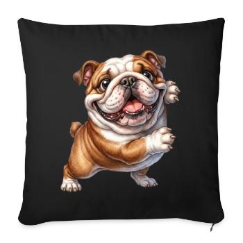 Happy Bulldog Motif - Sofa pillowcase 17,3'' x 17,3'' (45 x 45 cm) - black - Front
