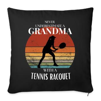 Cadeau de grand-mère tennisiste pour la fière grand-mère - Housse de coussin décorative 45 x 45 cm - noir - Devant