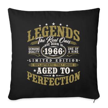 Cadeau d’anniversaire vintage vintage rétro 1966 - Housse de coussin décorative 45 x 45 cm - noir - Devant