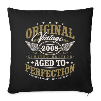 2008 Jahrgang Vintage Geburtstag Geschenk Retro - Sofakissenbezug 45 x 45 cm - Schwarz - Vorne