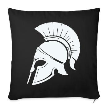 Spartanischer Helmschutz Grafik Blau - Sofakissenbezug 45 x 45 cm - Schwarz - Vorne