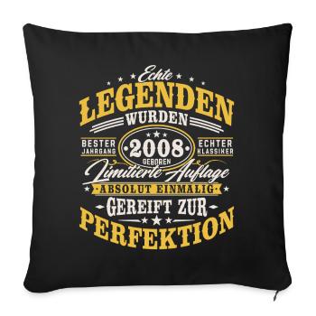 2008 Jahrgang Vintage Geburtstag Geschenk Retro - Sofakissenbezug 45 x 45 cm - Schwarz - Vorne
