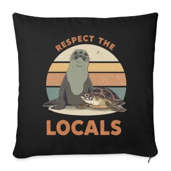 Respect The Locals Seal & Turtle - Sofa pillowcase 17,3'' x 17,3'' (45 x 45 cm) - black - Front
