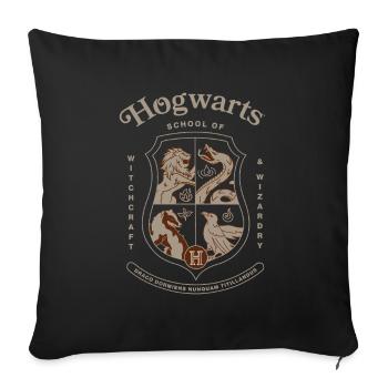 Harry Potter Hogwarts Wappen Mit Schriftzug - Sofakissenbezug 45 x 45 cm - Schwarz - Vorne