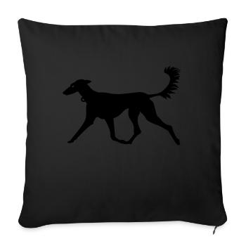 lévrier / greyhound (1c) - Housse de coussin décorative 45 x 45 cm - noir - Devant