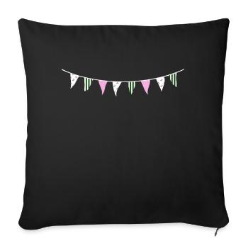Pink and Green Bunting - Sofa pillowcase 17,3'' x 17,3'' (45 x 45 cm) - black - Front