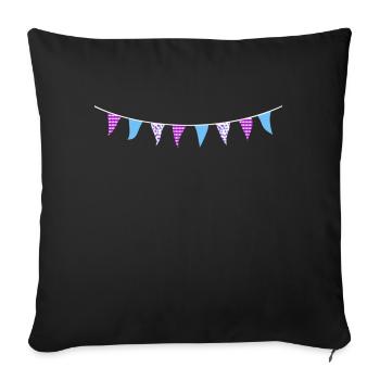 Blue and Purple Bunting - Sofa pillowcase 17,3'' x 17,3'' (45 x 45 cm) - black - Front