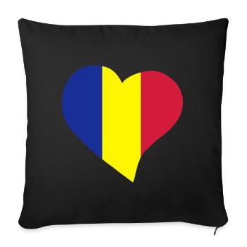 Romanian heart - Sofa pillowcase 17,3'' x 17,3'' (45 x 45 cm) - black - Front
