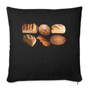 pain baguette broetchen crossaint Baecker pain bu - Housse de coussin décorative 45 x 45 cm - noir - Devant