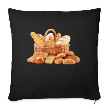 brot broetchen crossaint baecker baguette bread bu - Sofakissenbezug 45 x 45 cm - Schwarz - Vorne