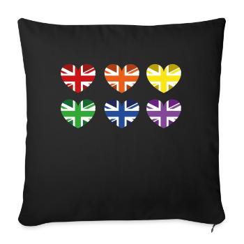 UK RAINBOW FLAG - Sofa pillowcase 17,3'' x 17,3'' (45 x 45 cm) - black - Front