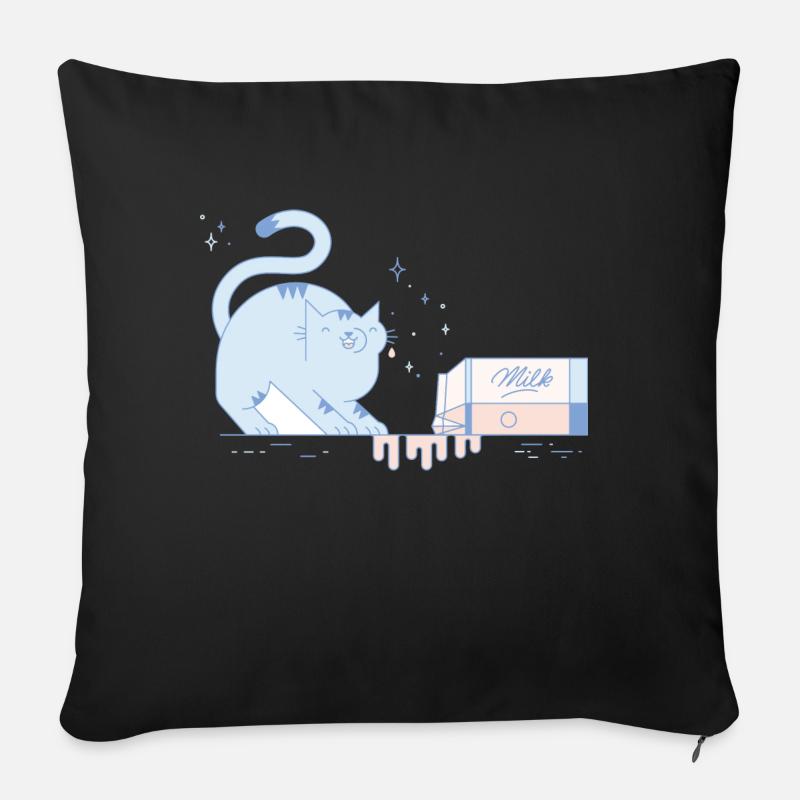 katze mit milch - Sofakissenbezug 45 x 45 cm - Schwarz