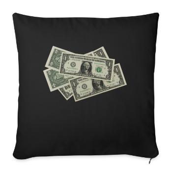 Geld - Dollar - Bargeld - Sofakissenbezug 45 x 45 cm - Schwarz - Vorne