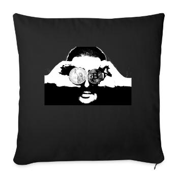 BitCoin et en dollars dans les yeux - Housse de coussin décorative 45 x 45 cm - noir - Devant