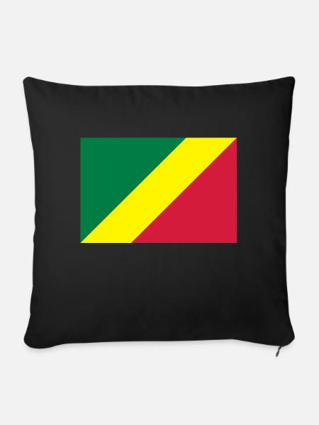 drapeau Congo Brazzaville - Housse de coussin décorative 45 x 45 cm - noir