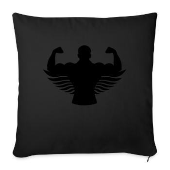 body building angel - Sofakissenbezug 45 x 45 cm - Schwarz - Vorne