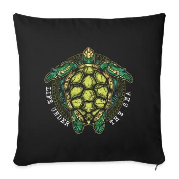 Turtle turtles - Sofa pillowcase 17,3'' x 17,3'' (45 x 45 cm) - black - Front