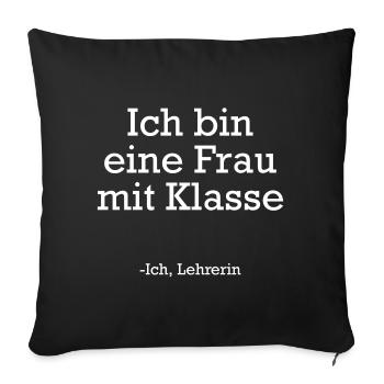 Frau mit Klasse - Lehrerin - Sofakissenbezug 45 x 45 cm - Schwarz - Vorne
