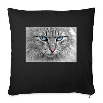 cat - Sofa pillowcase 17,3'' x 17,3'' (45 x 45 cm) - black - Front