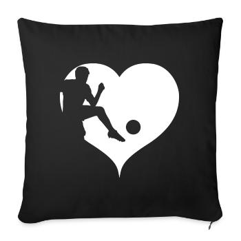 Silhouette de coeur football soccer football player - Housse de coussin décorative 45 x 45 cm - noir - Devant