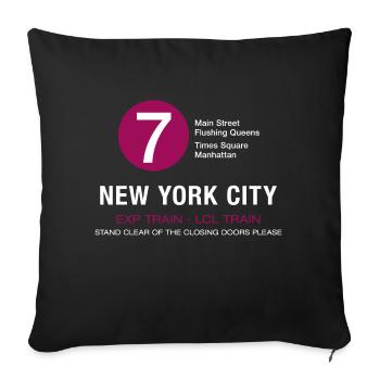 new york city metro train 7 times flushing queens - Sofa pillowcase 17,3'' x 17,3'' (45 x 45 cm) - black - Front