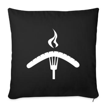 Saucisse grillée avec flamme – motif barbecue - Housse de coussin décorative 45 x 45 cm - noir - Devant