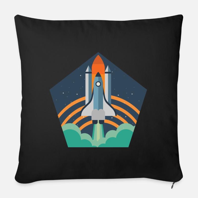 Rakete - Galaxie Weltall Raumfahrt Astronaut - Sofakissenbezug 45 x 45 cm - Schwarz