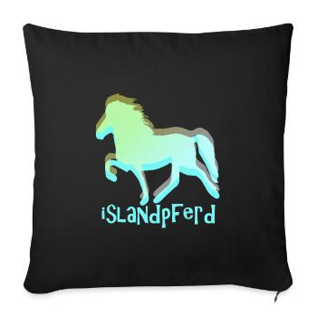 Icelandic Horse : Cheval de cheval de l’Islande Pony Merch - Housse de coussin décorative 45 x 45 cm - noir - Devant
