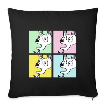 Chien qui rit coloré - Housse de coussin décorative 45 x 45 cm - noir - Devant