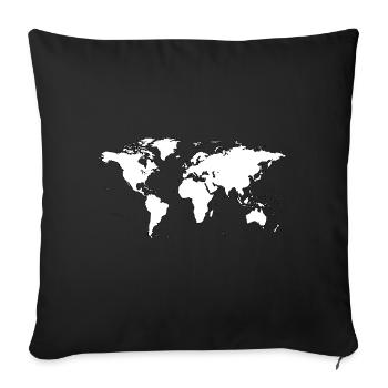 carte du monde - Housse de coussin décorative 45 x 45 cm - noir - Devant