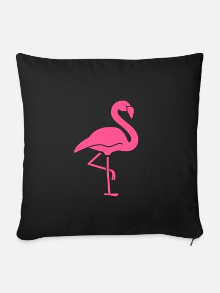 Flamingo rosa Vogel - Sofakissenbezug 45 x 45 cm - Schwarz